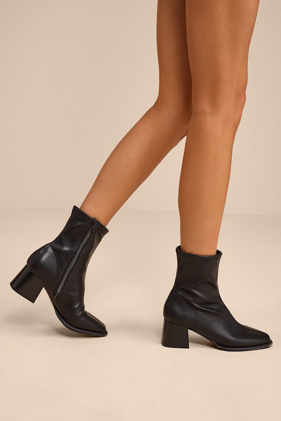 Pammy Black Vegan Leather Ankle Boots 1