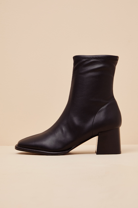 Pammy Black Vegan Leather Ankle Boots 1