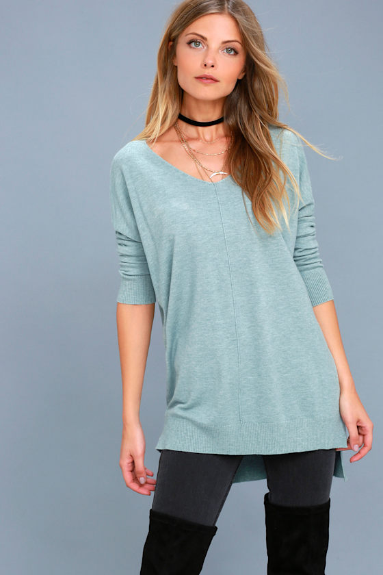 blue tunic sweater