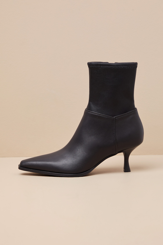 Steve Madden Stasia - Black Leather Booties - Ankle Booties - Image 2