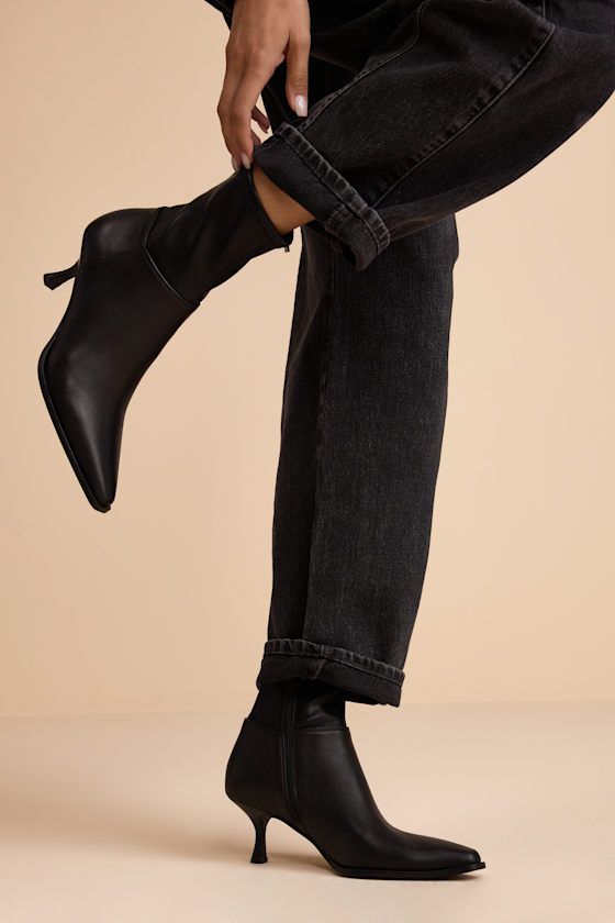 Steve Madden Stasia - Black Leather Booties - Ankle Booties - Image 3