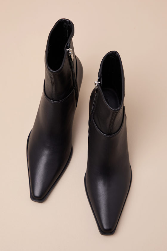 Steve Madden Stasia - Black Leather Booties - Ankle Booties - Image 4