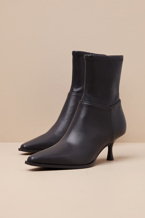 Steve Madden Stasia - Black Leather Booties - Ankle Booties - Image 5