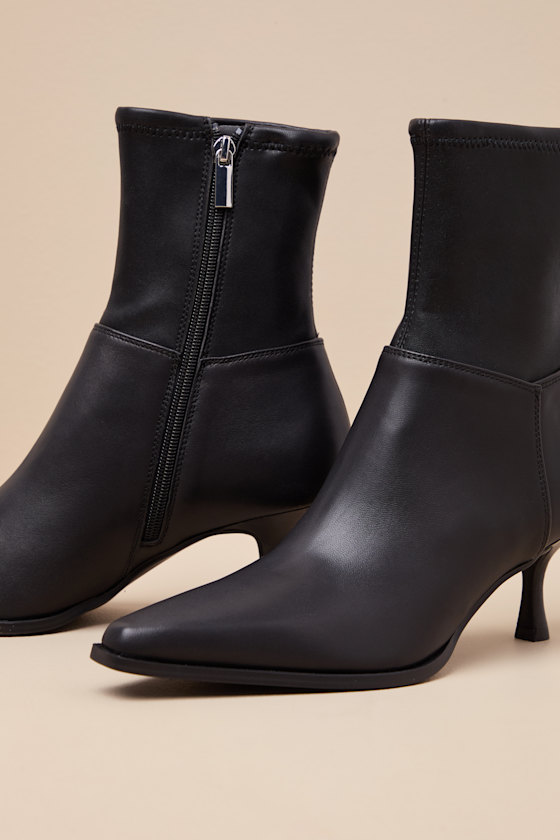 Steve Madden Stasia - Black Leather Booties - Ankle Booties - Image 6