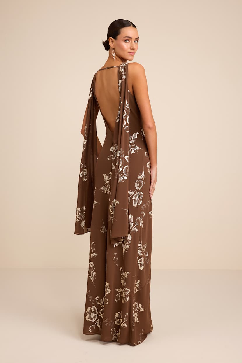 brown dress with gold Luxury Evening Gown Golden Brown L main image 0