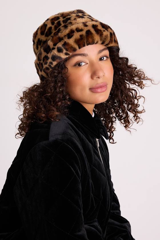 Brown Leopard Hat - Faux Fur Cloche Hat - Fluffy Roller Hat - Lulus