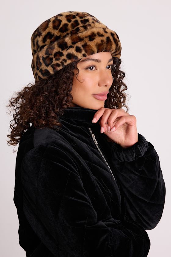 Brown Leopard Hat - Faux Fur Cloche Hat - Fluffy Roller Hat - Lulus