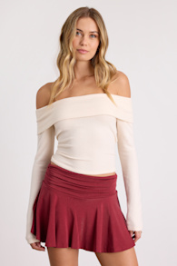 Celida Rusty Rose Jersey Knit Low-Rise Micro Mini Skort 1
