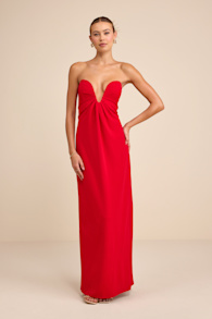 Thula Red Cutout U-Bar Column Maxi Dress 1