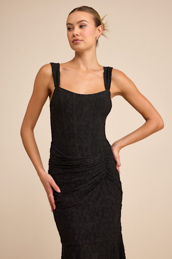 Celeste Black Burnout Bustier Maxi Dress 6