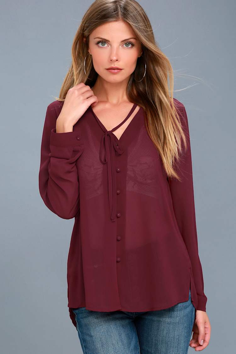 burgundy blouse womens