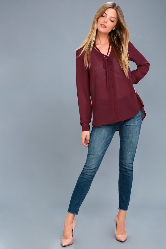 wine blouse outfit