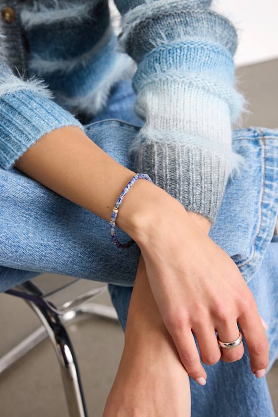 Calysta Dark Blue and Gold Beaded Bracelet 1