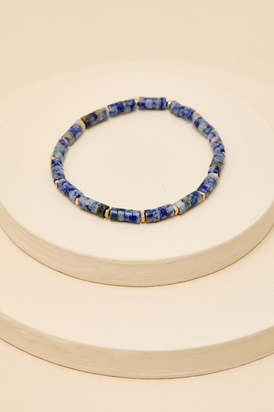 Calysta Dark Blue and Gold Beaded Bracelet