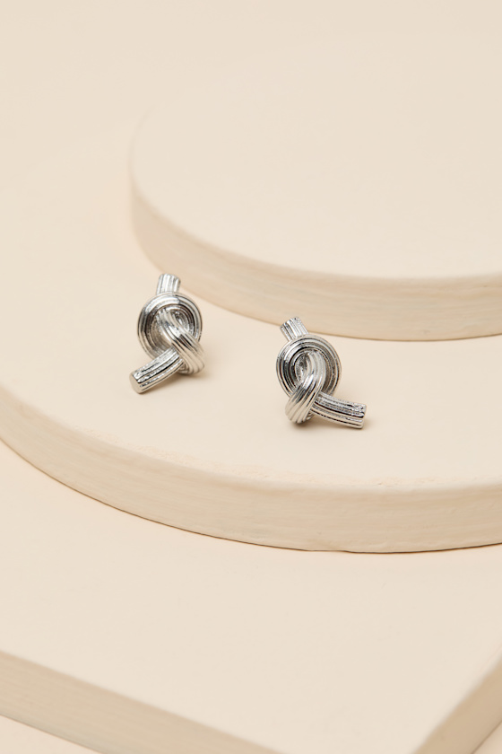 Kemran Silver Knotted Stud Earrings 1