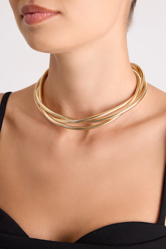 Mallari Gold Snake Chain Layered Necklace 3