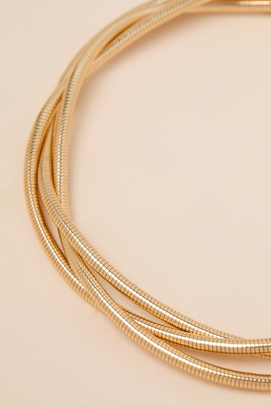 Gold Snake Chain Necklace - Twisted Layered Necklace - Necklace - Image 4