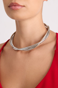 Mallari Silver Snake Chain Layered Necklace 1