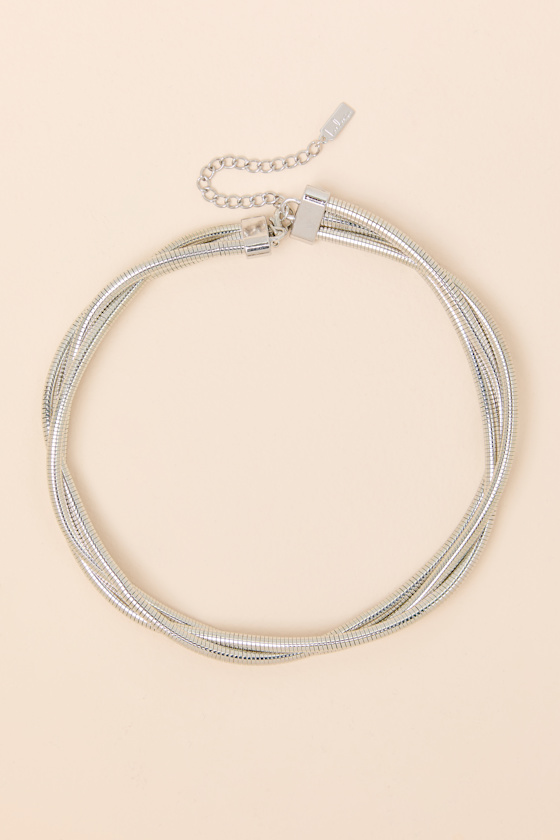 Mallari Silver Snake Chain Layered Necklace 2