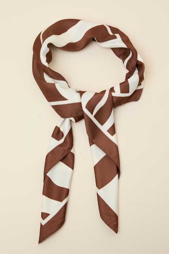 Nikia Brown Zebra Print Satin Scarf - thumbnail 6