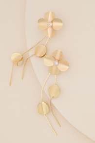 Francis Gold Flower Chain Drop Earrings 1