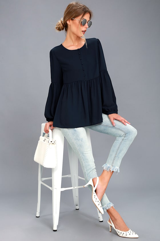 Primrose and Proper Navy Blue Long Sleeve Top 2