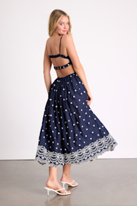 Kosi Navy Embroidered Backless Midi Dress 3