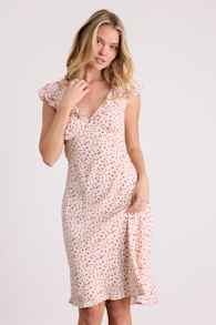 Primrose Cream Ditsy Floral Ruffled Midi Dress 1