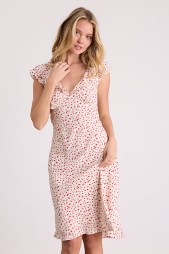 Primrose Cream Ditsy Floral Ruffled Midi Dress 1