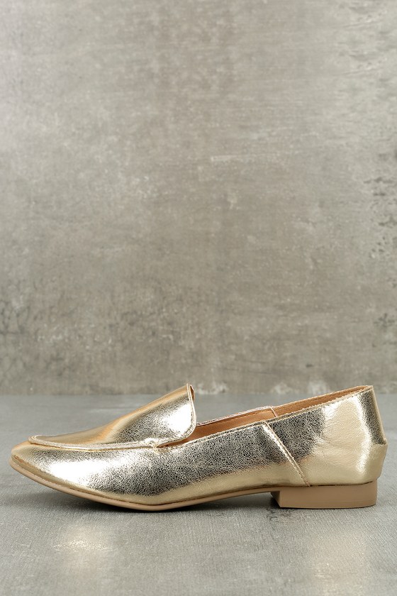tasseled gold loafers