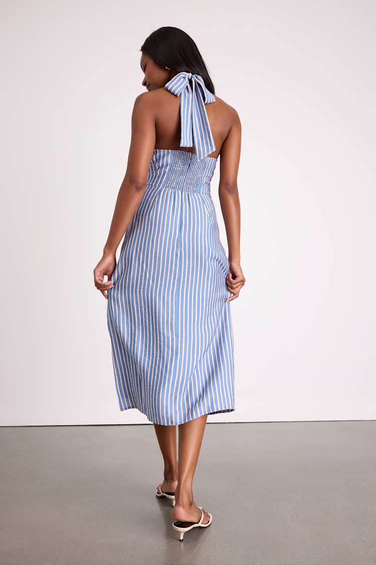 grey and blue striped dress Your Chance Navy Blue Striped Dress – Shop the Mint