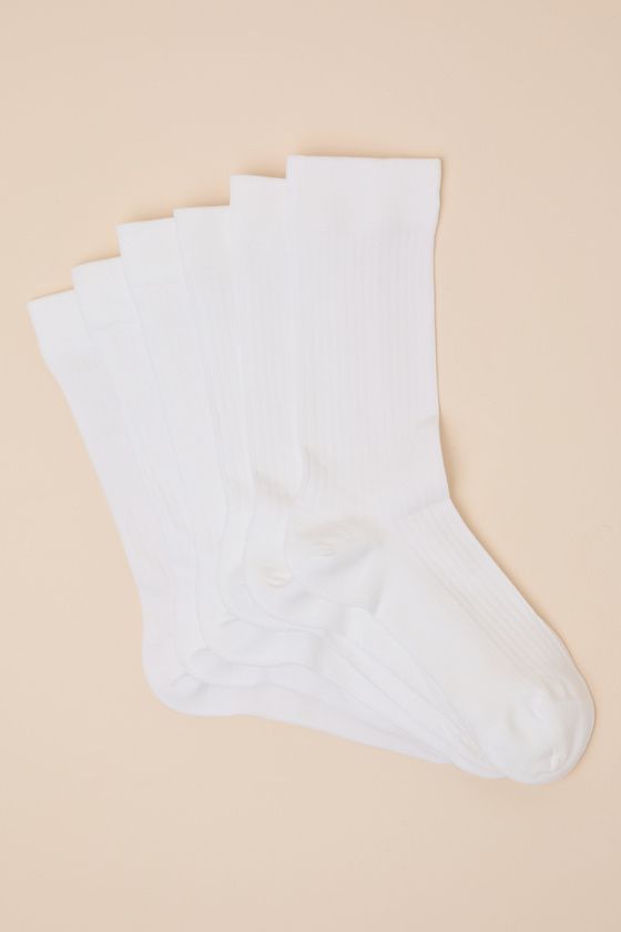 Crew White Ribbed Three-Piece Sock Set 1