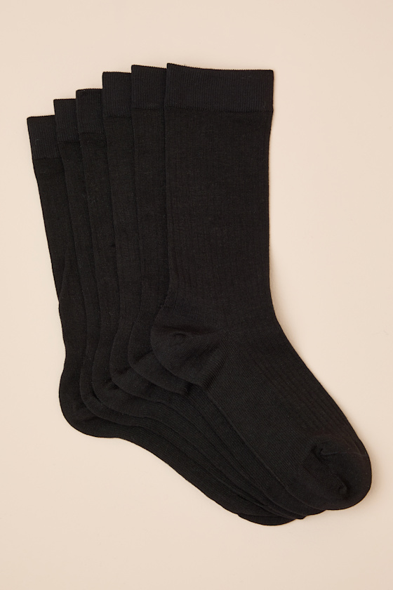 Crew Black Ribbed Three-Piece Sock Set