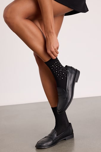 Bedazzled Black Rhinestone Crew Socks 1