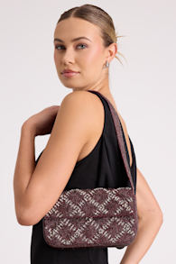 Sylvia Burgundy Beaded Rhinestone Shoulder Bag 1