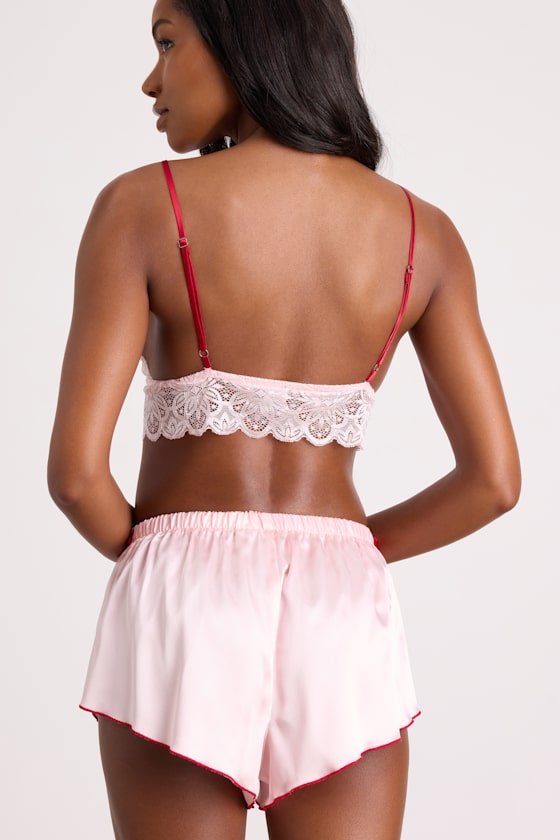 Light Pink 2PC PJ Set - Bralette and Shorts PJ Set - 2PC Pajamas - Image 5
