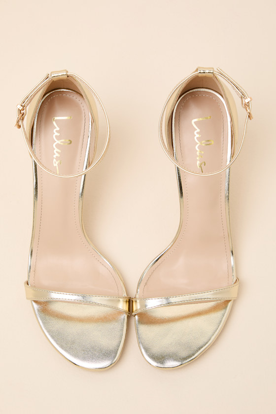 Dottie Gold Ankle Strap High Heel Sandals - thumbnail 3