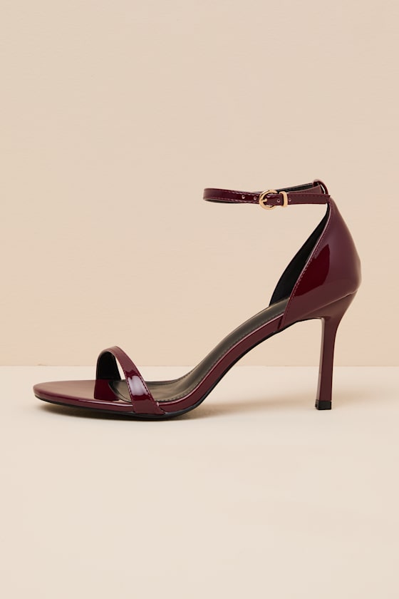 Dottie Wine Patent Ankle Strap High Heel Sandals 1
