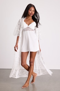 Brynn Ivory Sheer Eyelash Lace Long Robe 3