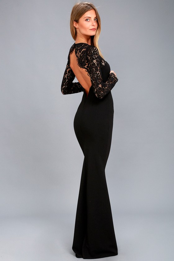 black maxi dress with lace