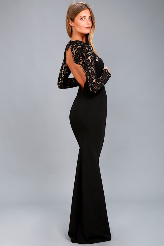 Whenever You Call Black Lace Maxi Dress 3