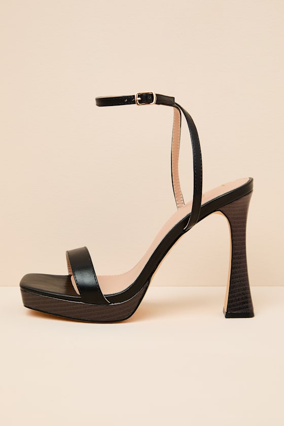 Linda Black Platform Ankle Strap High Heel Sandals 1
