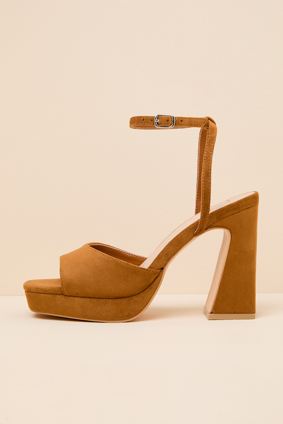 Lucy Tan Suede Platform Ankle Strap Sandals 1