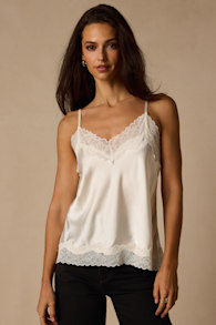 Cameron Ivory Satin Lace Cami Top 2