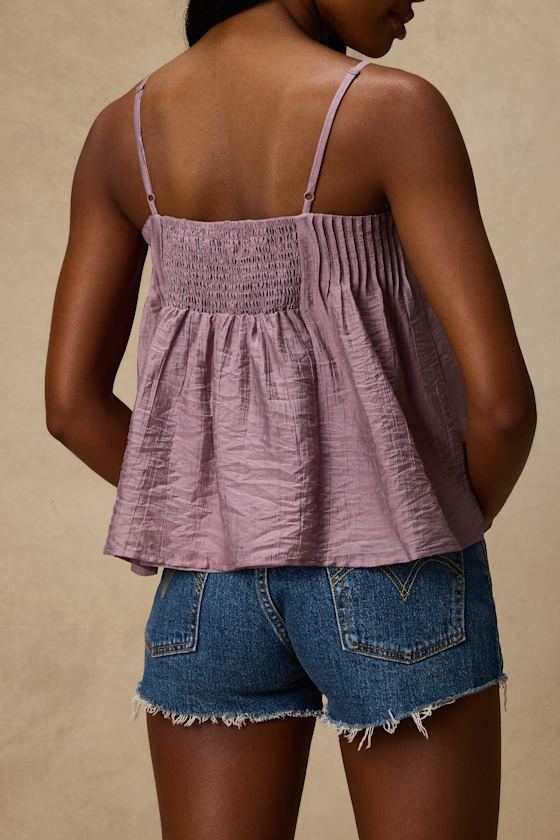 Lecky Lavender Pleated Babydoll Tank Top 3