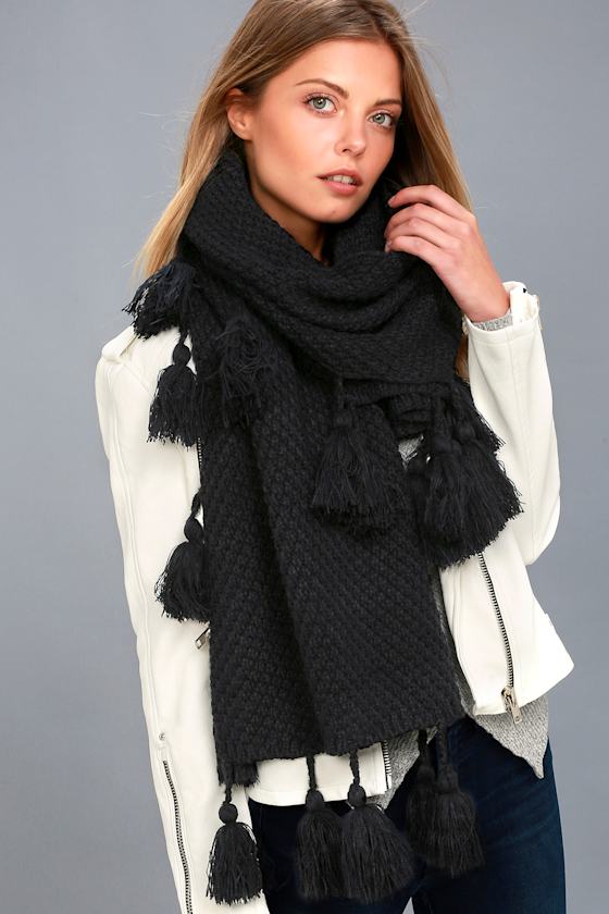 Northern Hemisphere Black Knit Scarf 1
