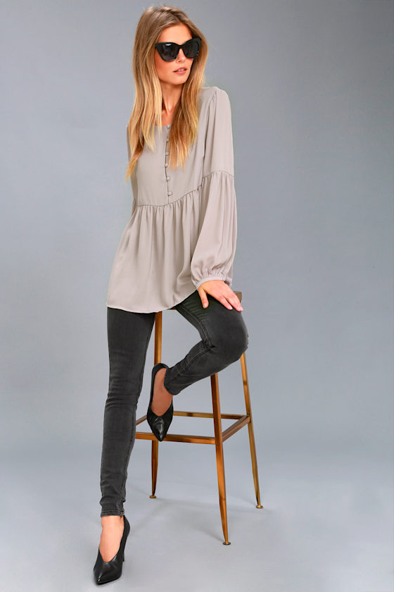 Primrose and Proper Grey Long Sleeve Top 2