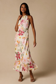 Sidney Ivory Multi Floral Halter Maxi Dress 2