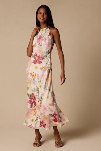 Sidney Ivory Multi Floral Halter Maxi Dress 2