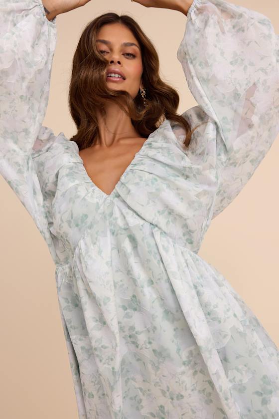 Halen White Floral Long Sleeve Mini Dress 2